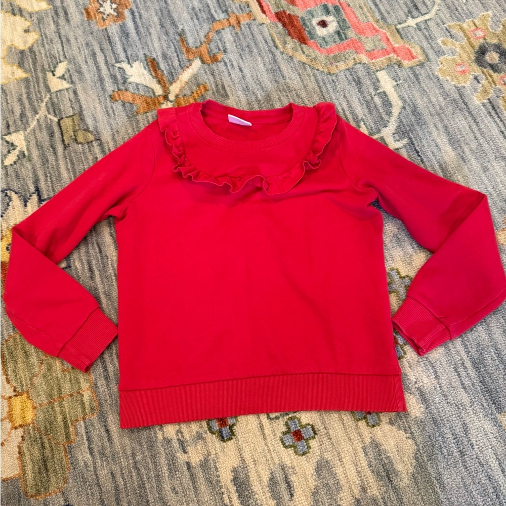 Hanna Andersson Girls Red Ruffle Sweatshirt size 150 / 12
